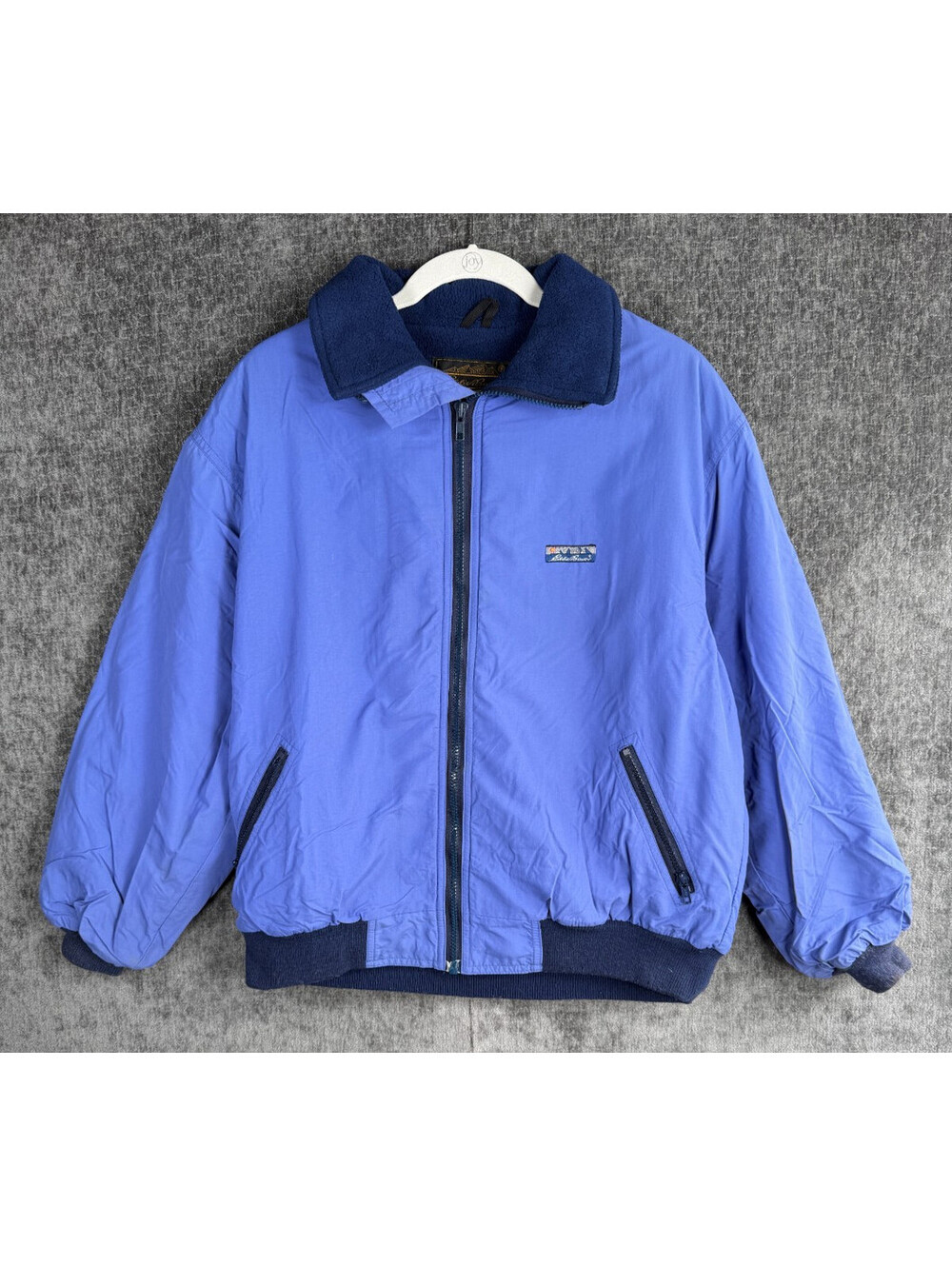 Eddie Bauer Vintage Womens Large Royal Blue Fleece Lined Bomber Jacket USA Made